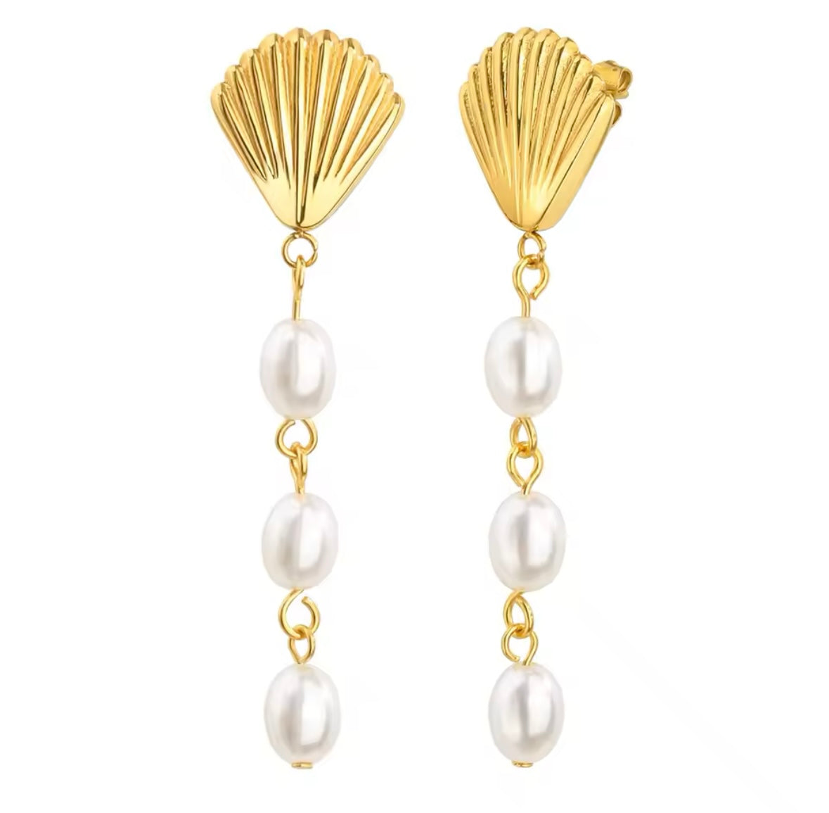 Drop pearl shell earrings