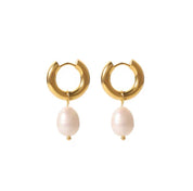 Gold Pearl hoop earring